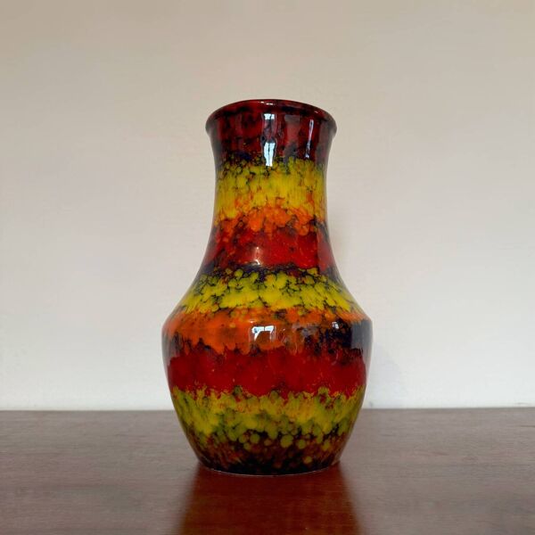 Vase céramique multicolore années 60