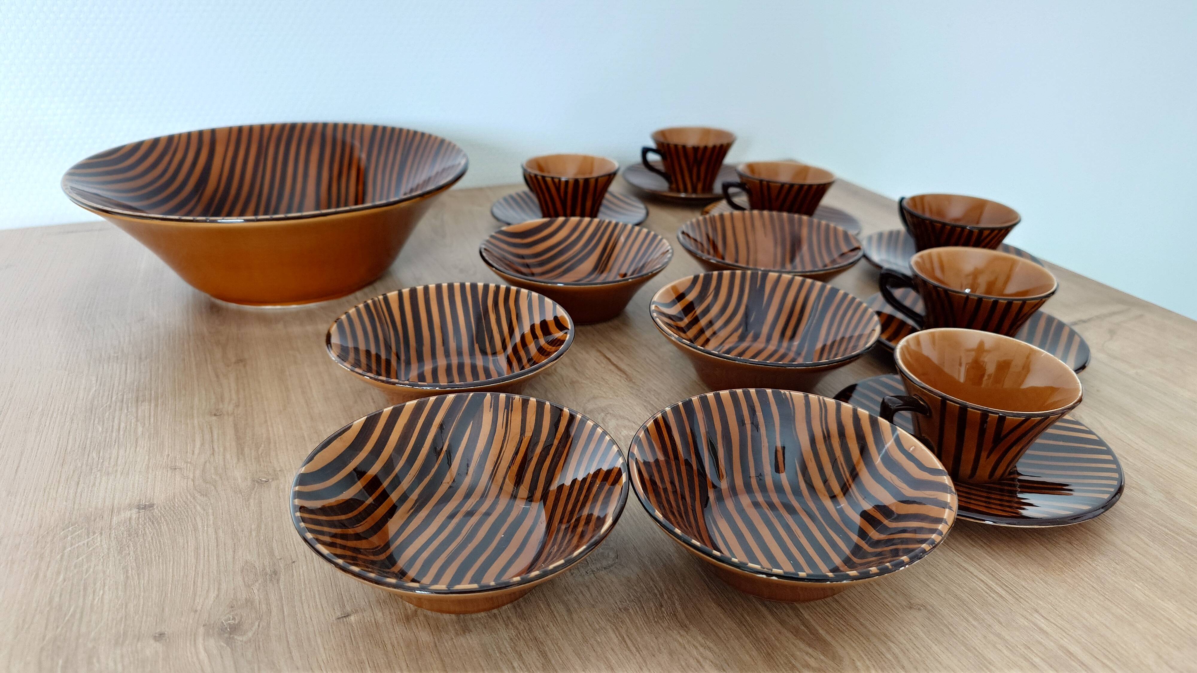 Grand vintage Sarreguemines Domino service – 19 pieces – French design