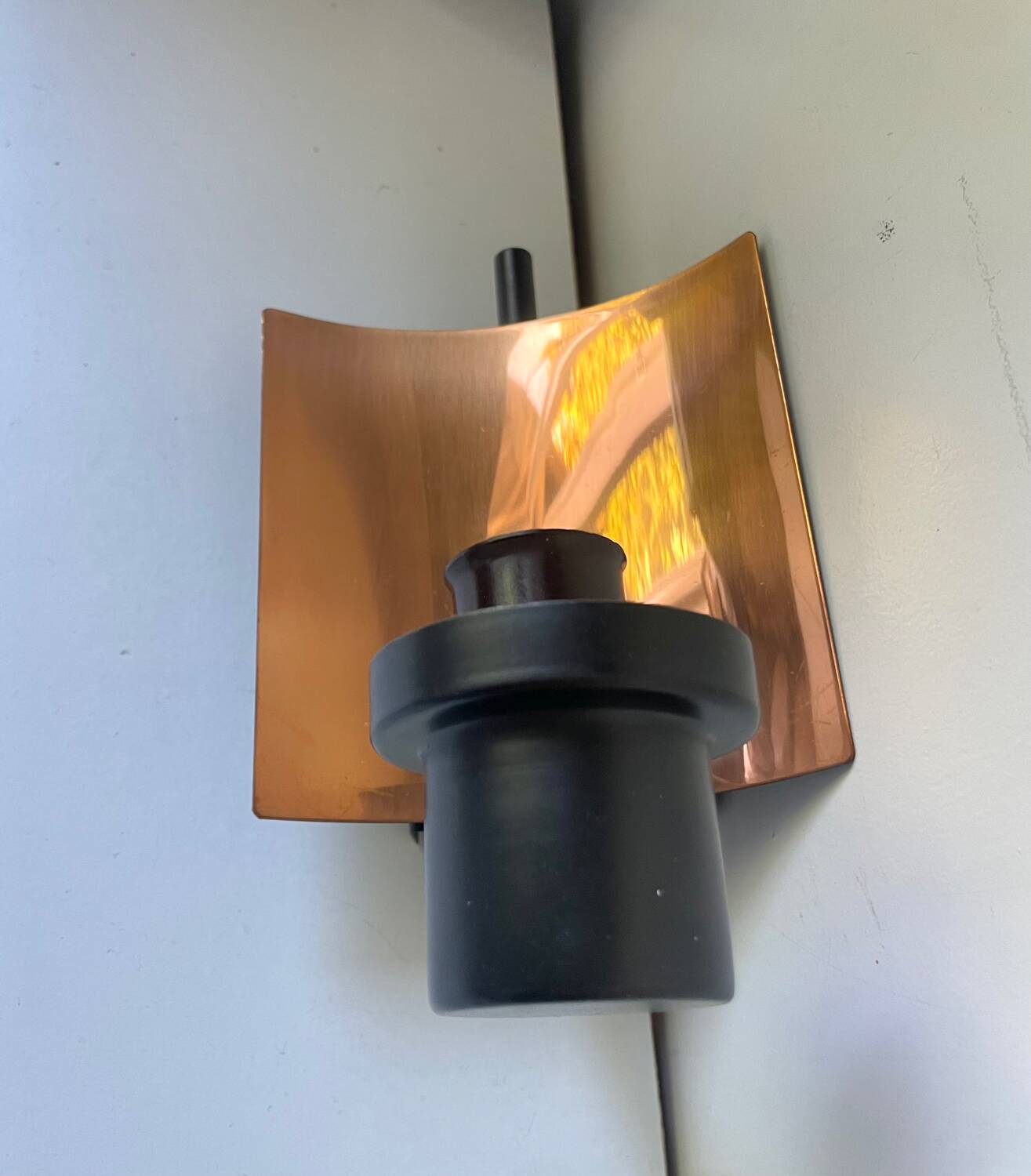 Applique murale Art Déco scandinave en métal/cuivre vintage