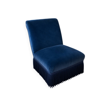 Fauteuil crapaud en velours - bleu