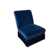 Fauteuil crapaud en velours bleu