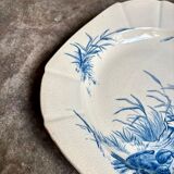 Assiette creuse Gien en terre de fer bleue, service "Oiseaux" vers 1870 n°5