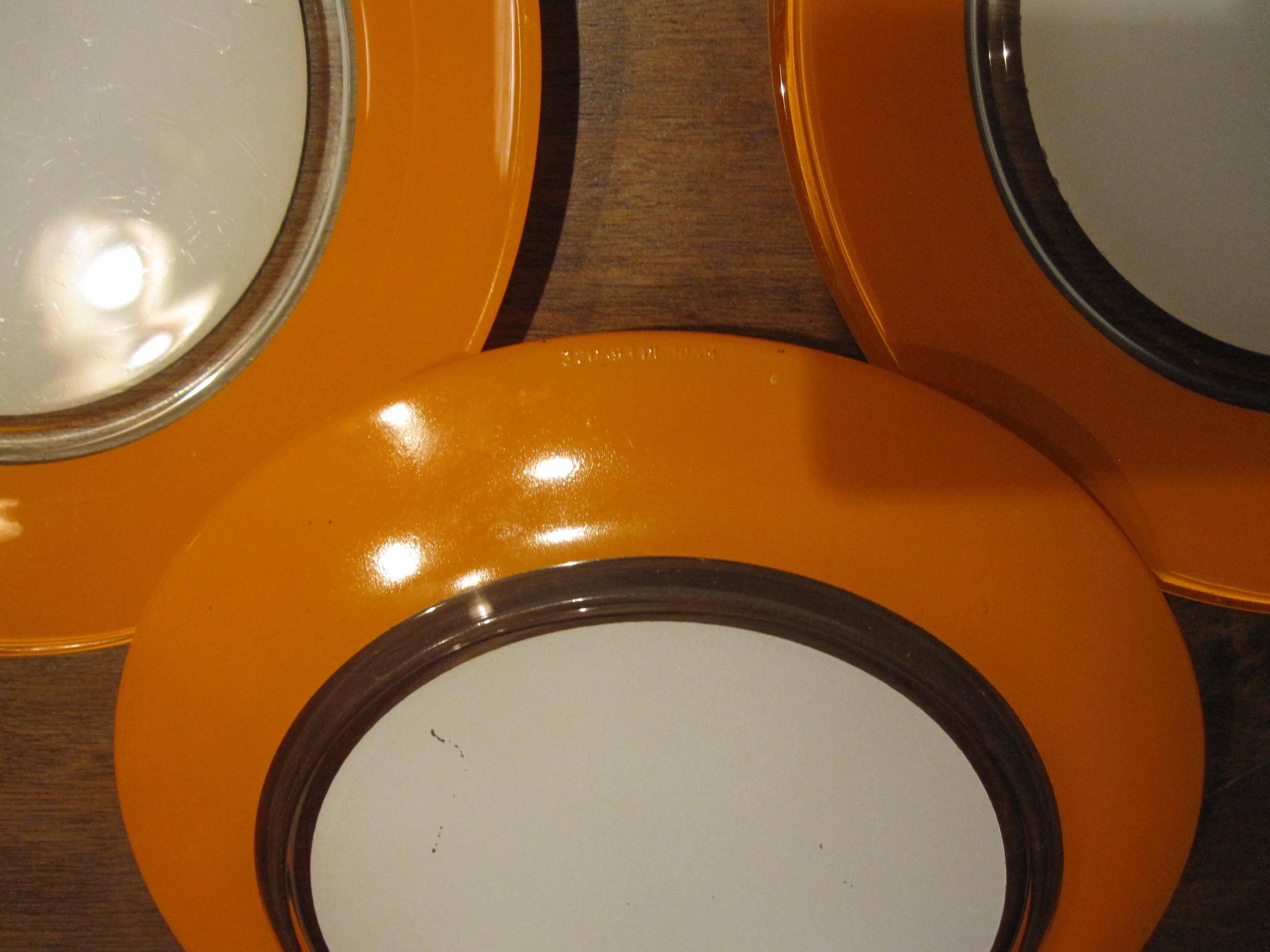 Small vintage orange and white Duralex plates