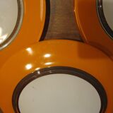 Small vintage orange and white Duralex plates