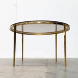 Mid-century Hollywood Regency style coffee table in brass and glass, made in Germany by Vereinigte Werkstätten, 1960s.