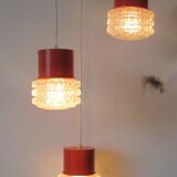 Orange suspension 70's glass 3-globe