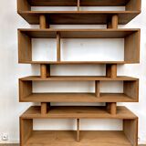 Oak bookcase made in France numbered