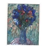 Huile sur toile suédoise – « Vase bleu » par Lennart Andersson