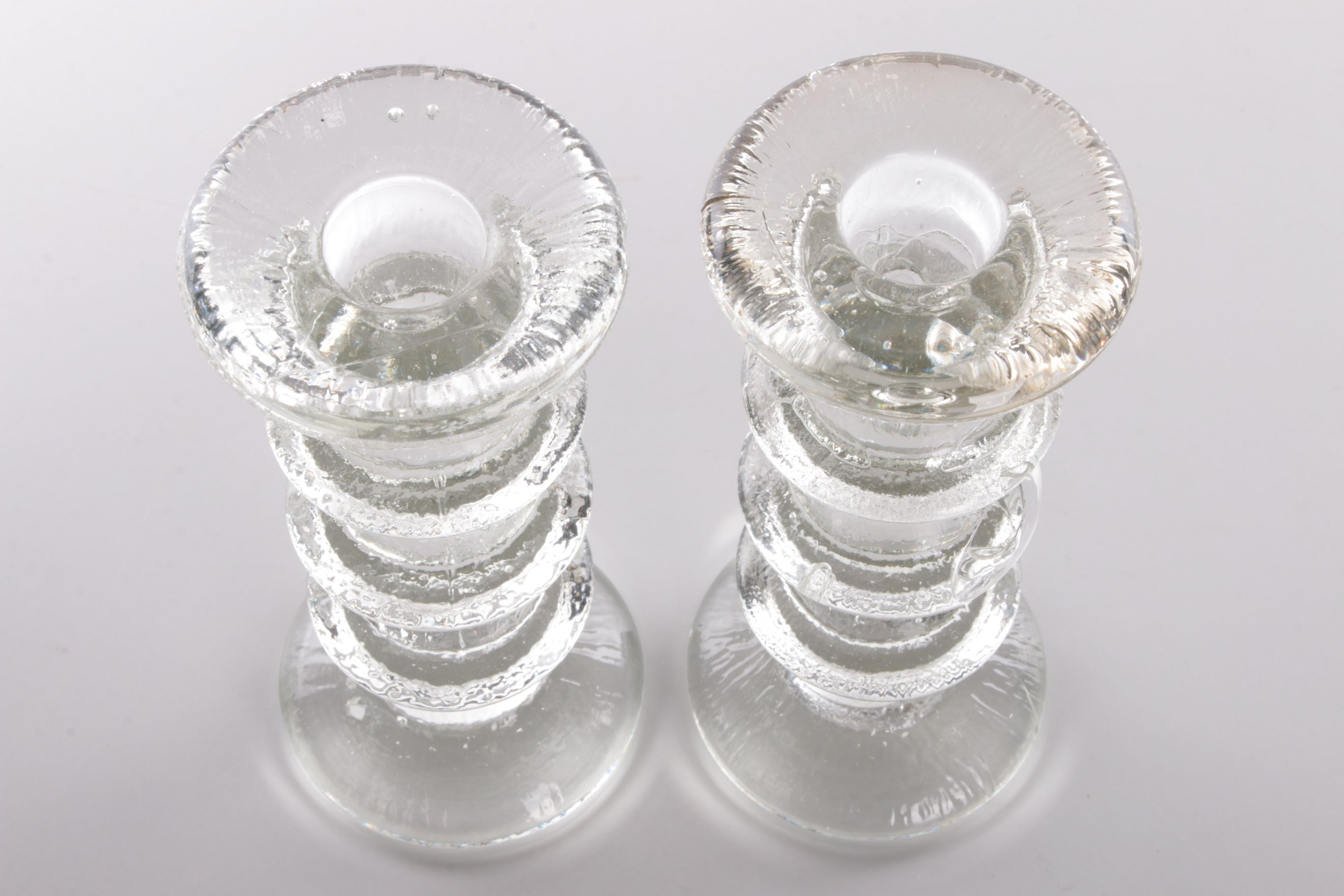 Vintage set of 2 glass candlesticks design by staffan gellerstedt 1960s