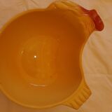 Saladier plat céramique poule jaune vintage
