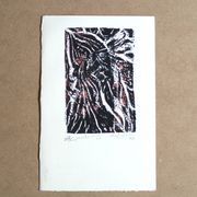 Original abstract black white pink screenprint, Signed artist's proof