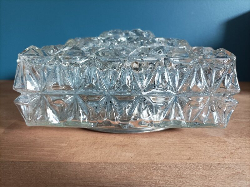 Ceiling lamp pyramidal glass molded metal base