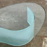 Table basse ovale en verre avec pied en forme de vague