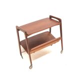 Vintage teak serving trolley/side table with magazine rack, Opal, 1960s