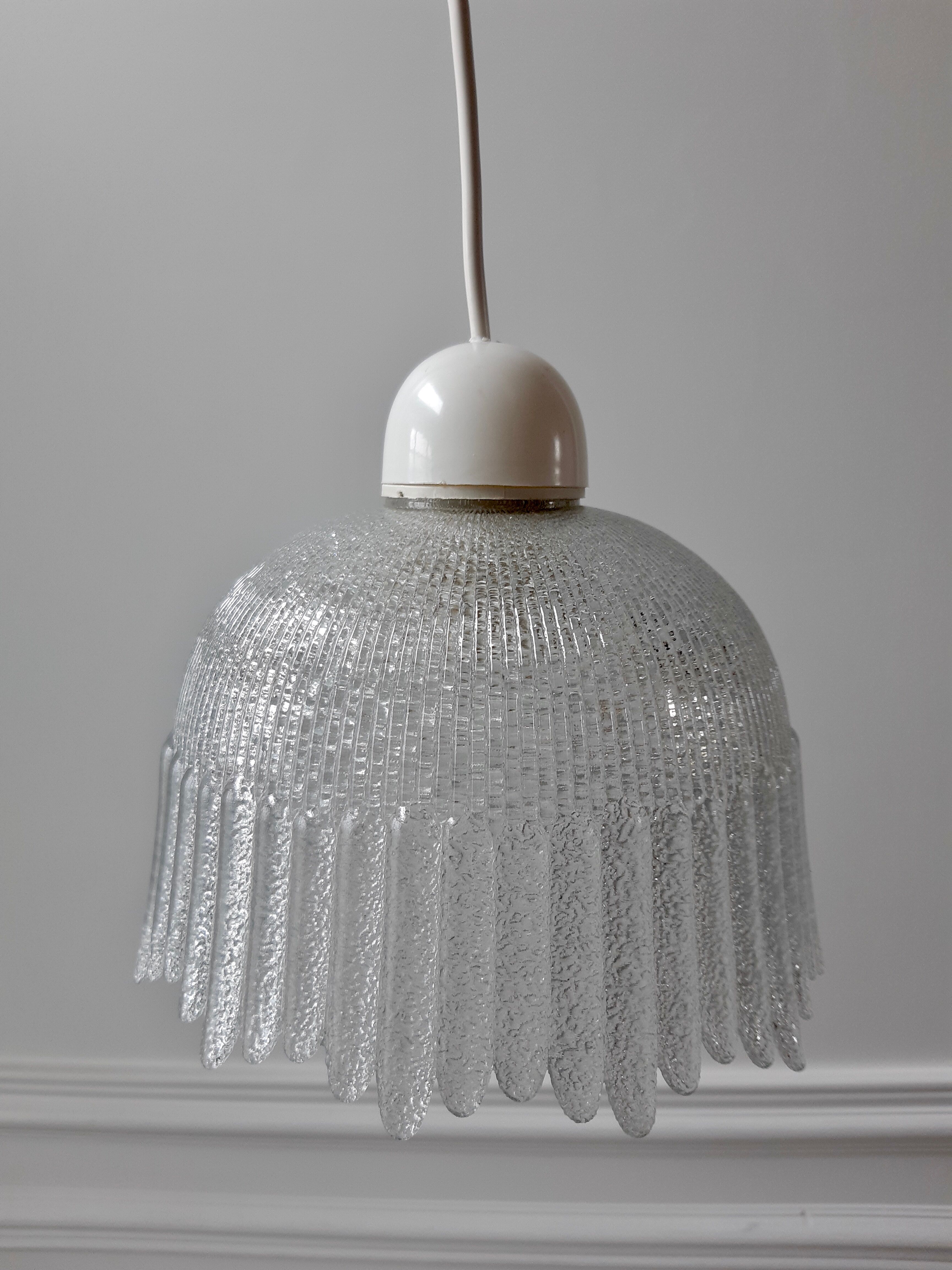 Frosted glass hanging lamp 50s