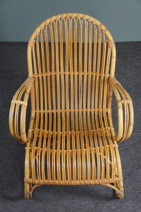 Unique Dutch design rattan armchair, 1950s