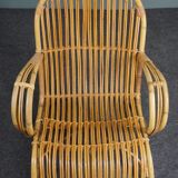 Unique Dutch design rattan armchair, 1950s