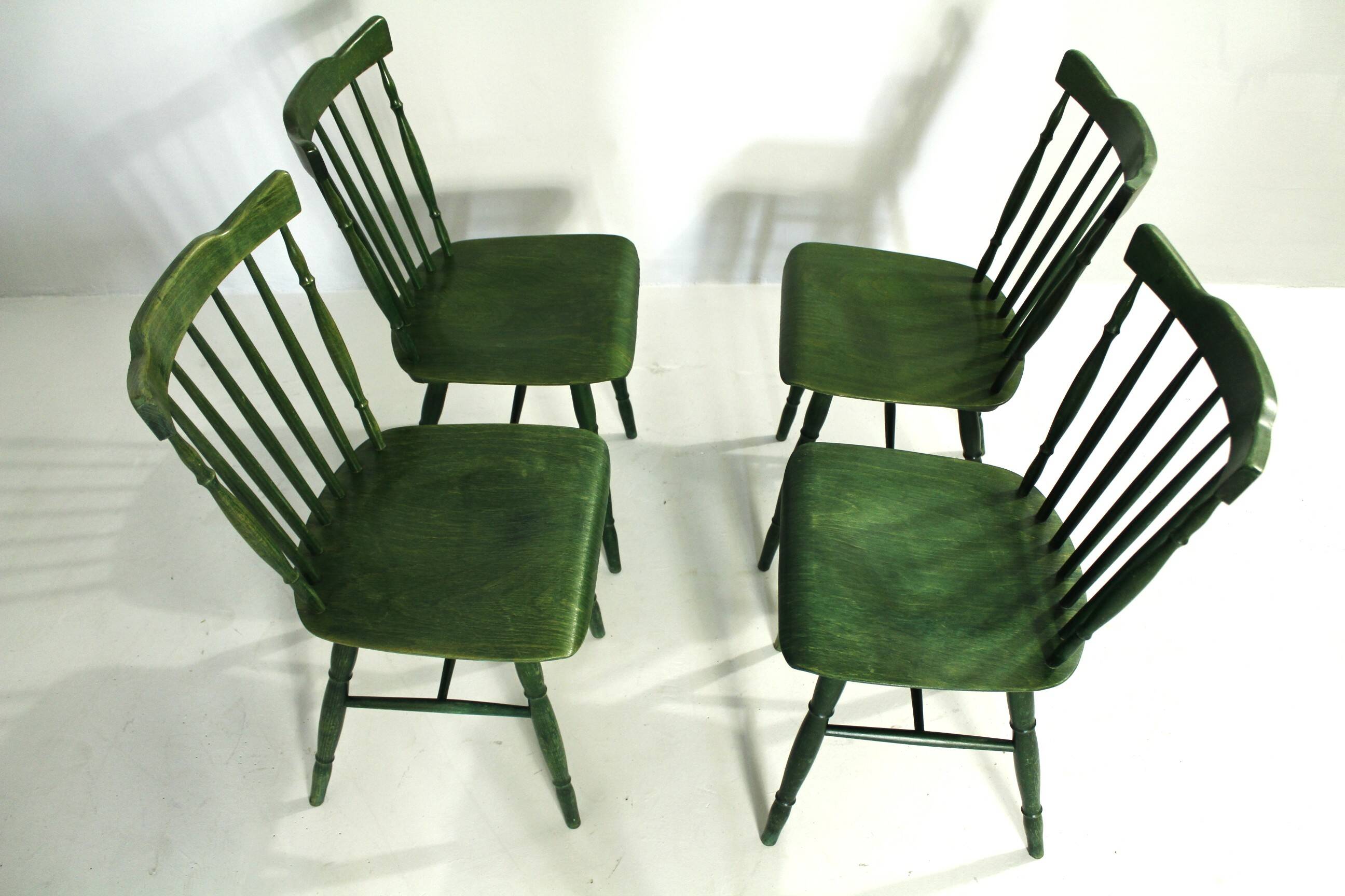 Chaises Green Ton des années 1980, lot de 4