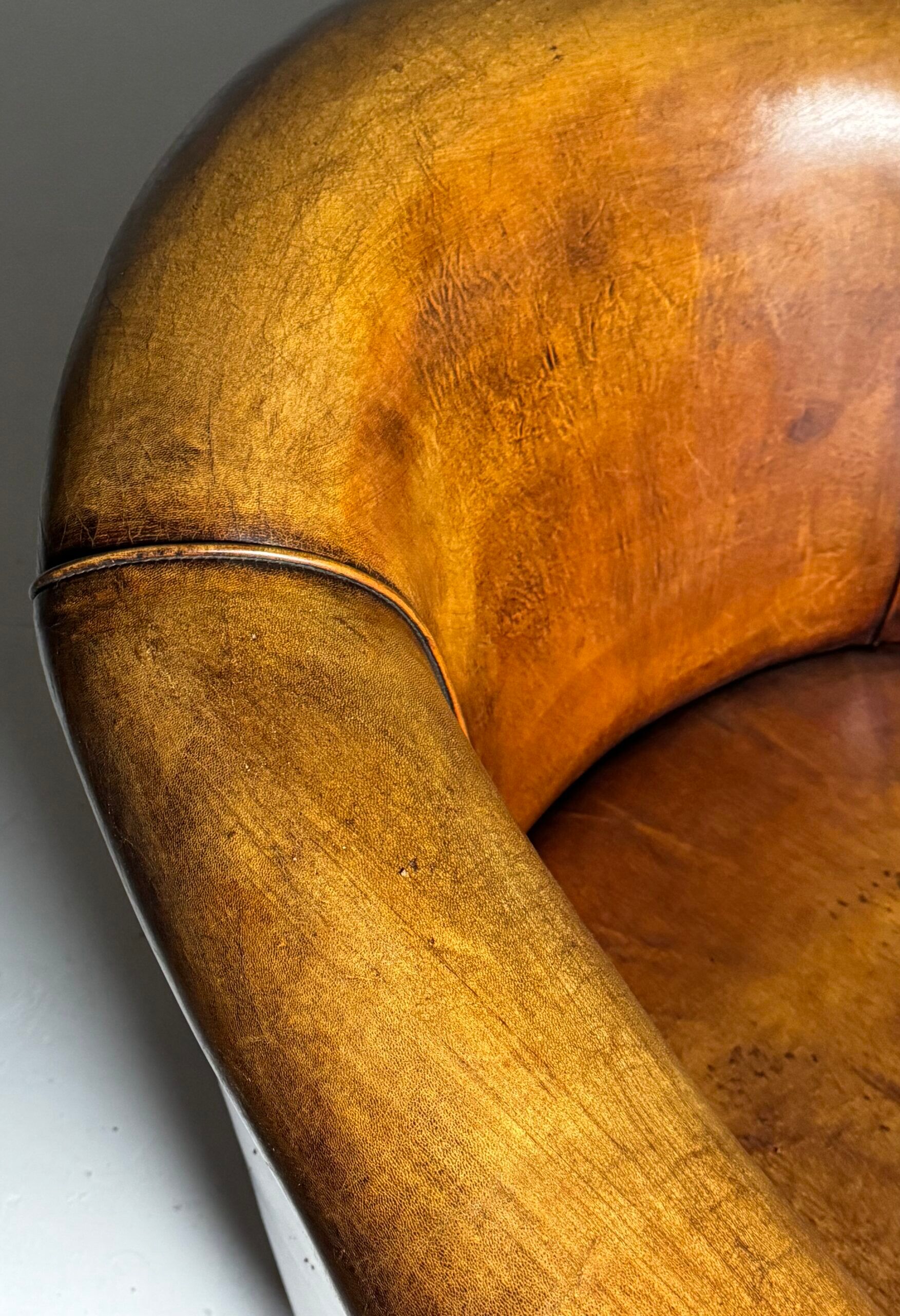 Fauteuil club en peau de mouton 2x classique