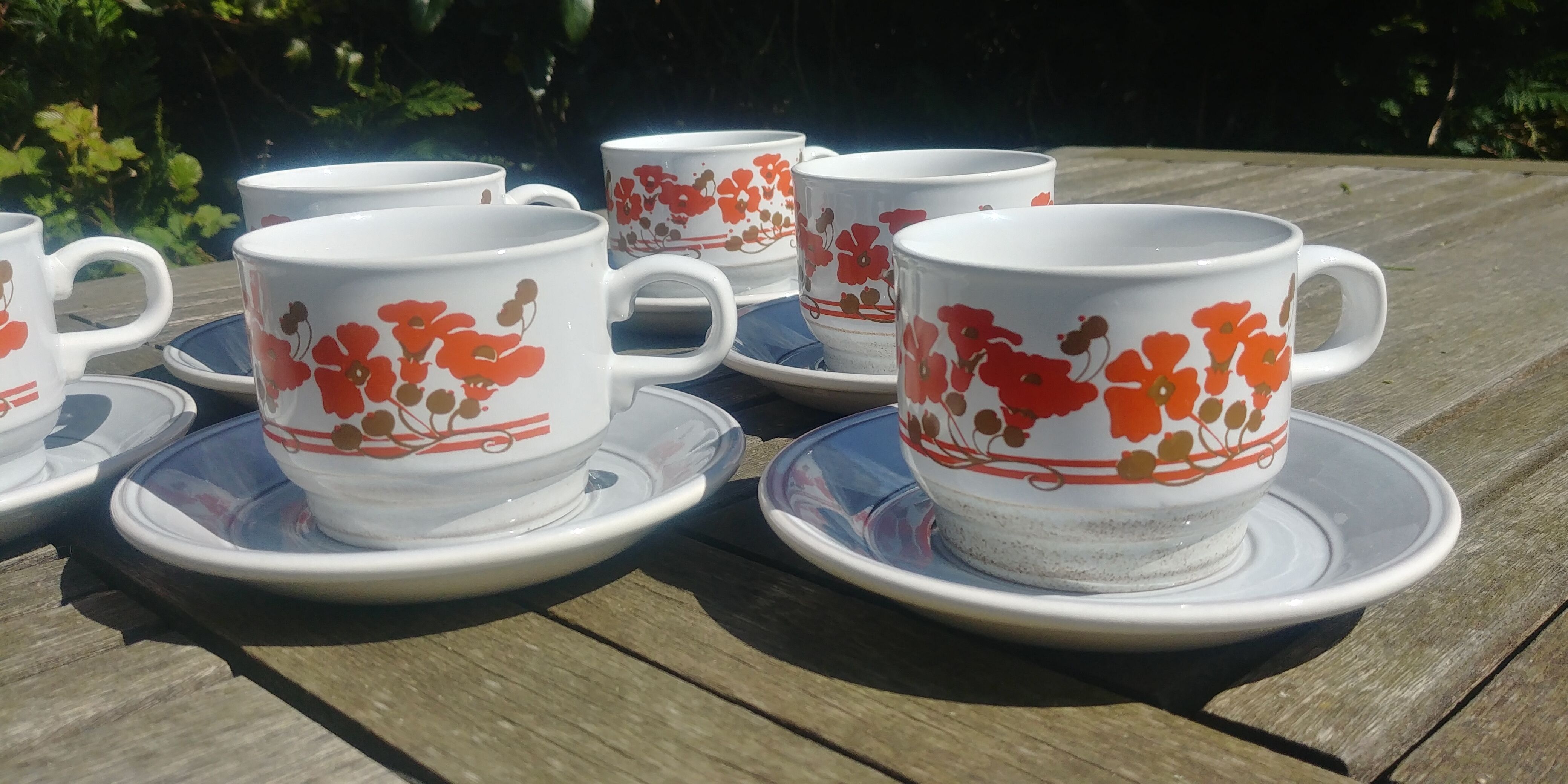 Set 6 cups/coffee cups Kiln Craft Made in England 70s