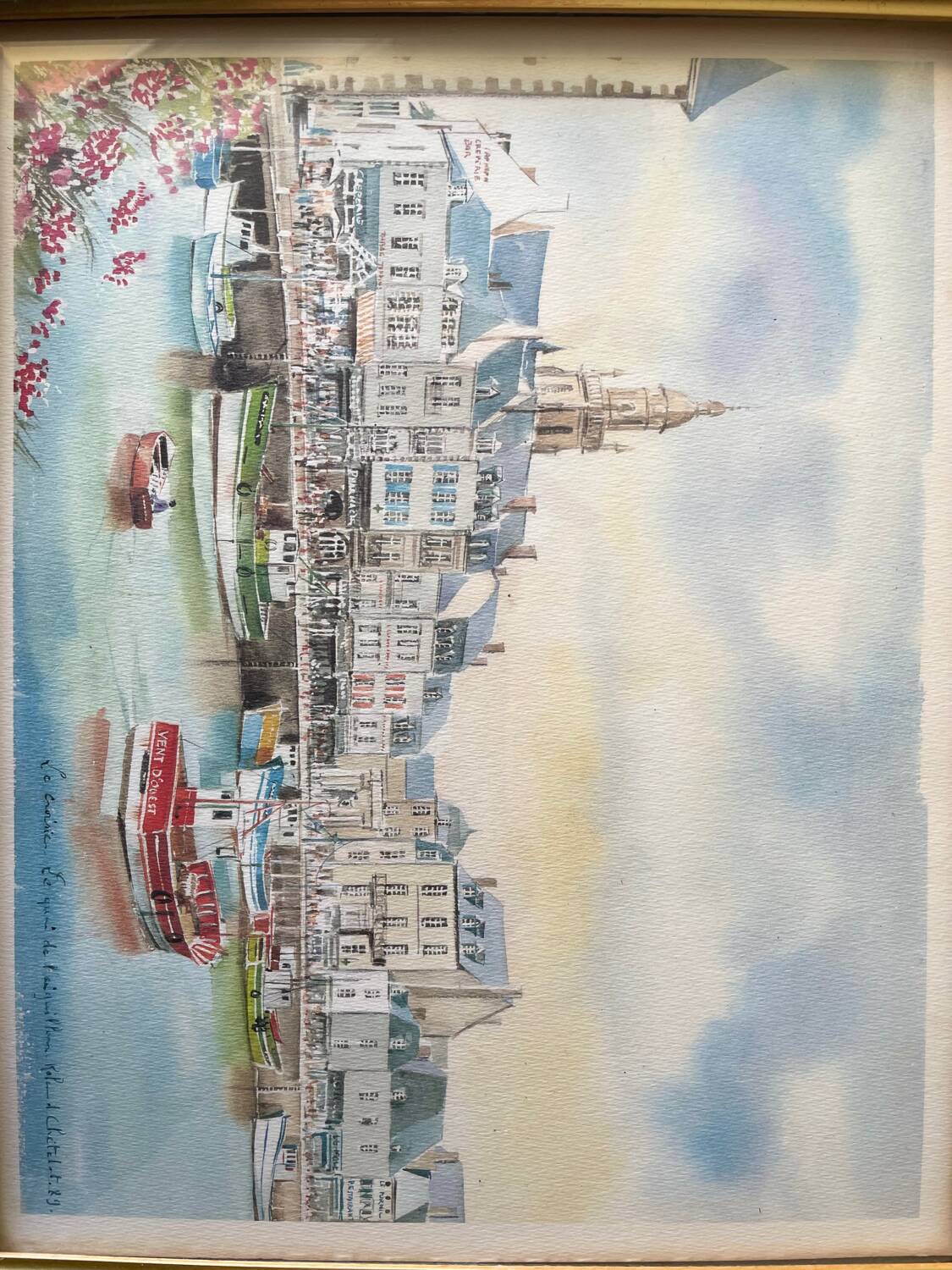 Painting Le Croisic the quay of the aiguille Roland Chetelat 89