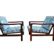 Model B-7752 Blue Jacquard Armchairs by Zenon Bączyk, 1960s, Set of 2