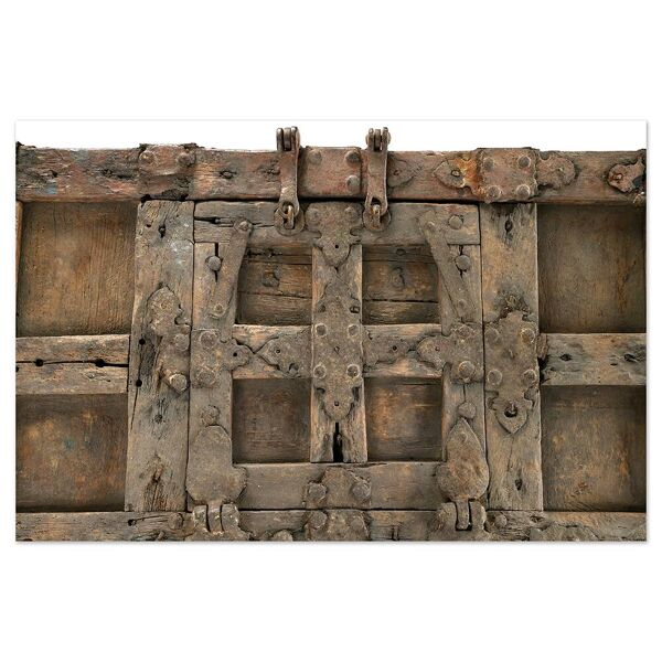 Grand coffre en bois et métal à patine rouge