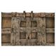 Large wooden and metal chest with red patina