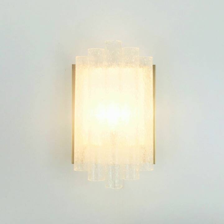 Pair Of Mid Century Modern Ice Glass Wall Lights From Doria, Germany, 1960s