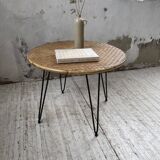 Wicker and metal coffee table from the 1950s