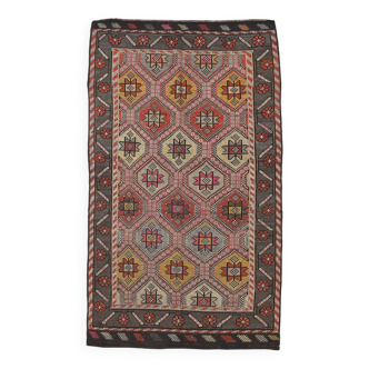 Tapis Kilim vintage antique marron rose 5x9 166x78 cm SK 2402