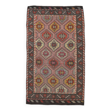 5x9 Brown Pink Antique Vintage Kilim Rug 166x78Cm SK 2402