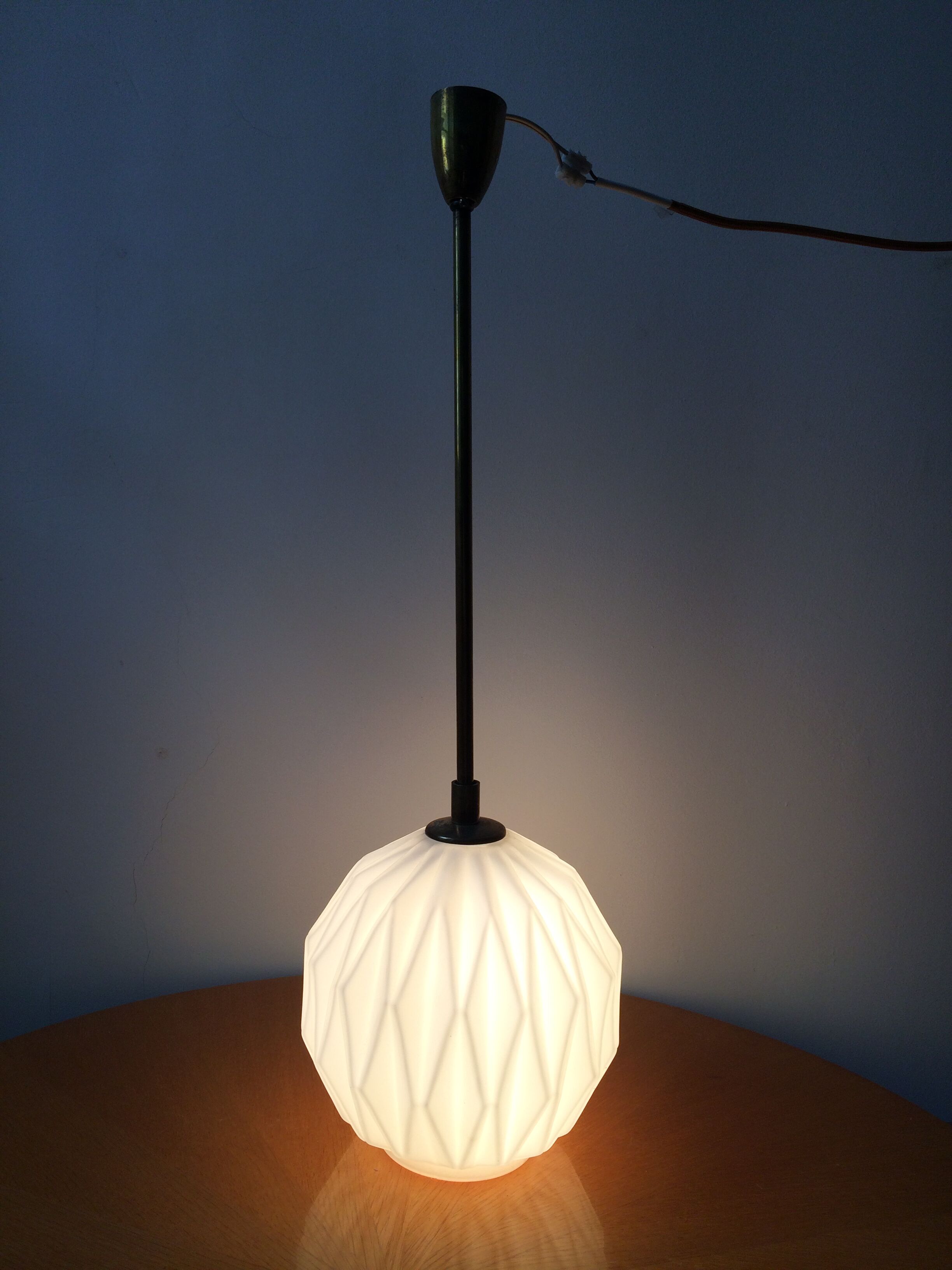 Vintage brass and opaline pendant