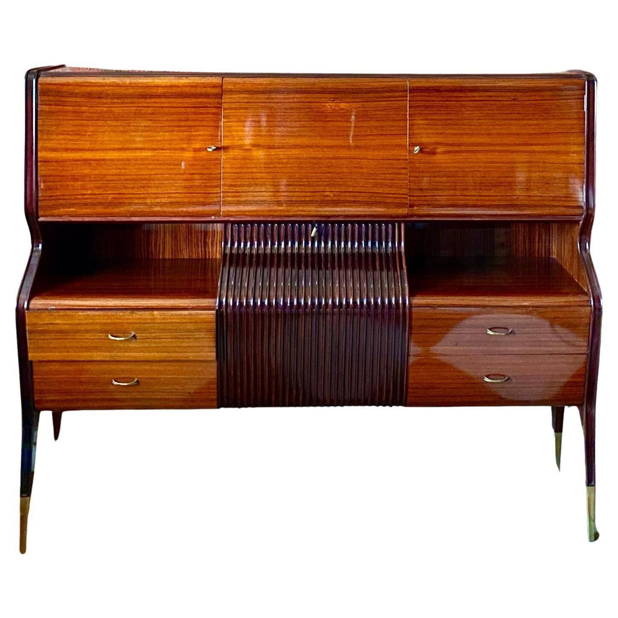 Mid-Century Modern Italian Sideboard with Bar Cabinet 1950s