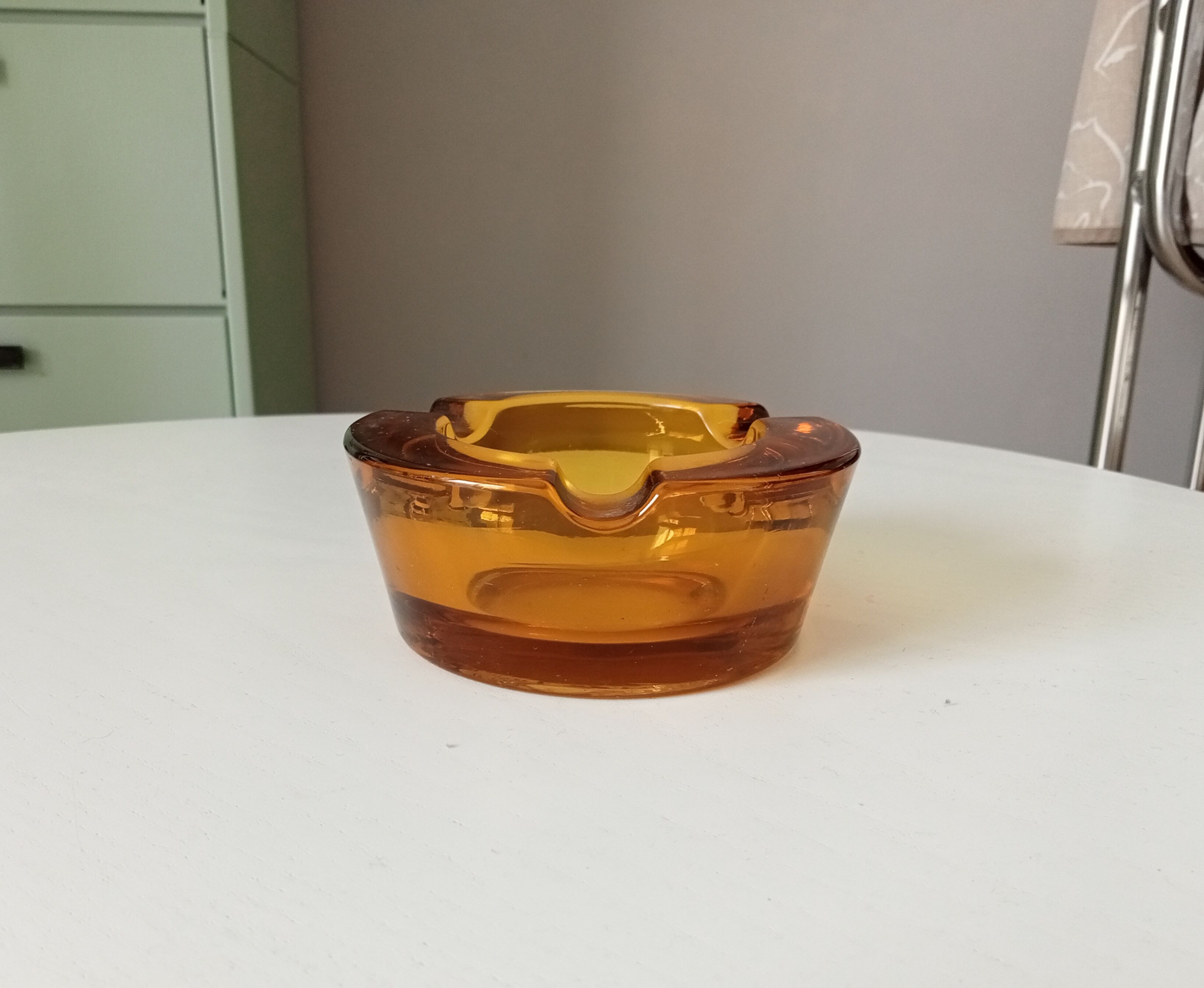 Vintage amber glass ashtray