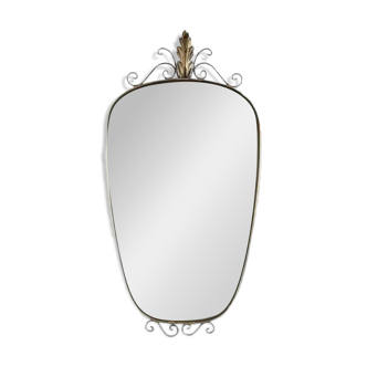 Rearview mirror and free form from the 50s - 60s on a brass frame
