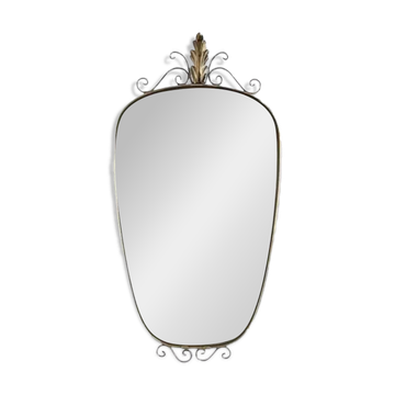 Rearview mirror and free form from the 50s - 60s on a brass frame