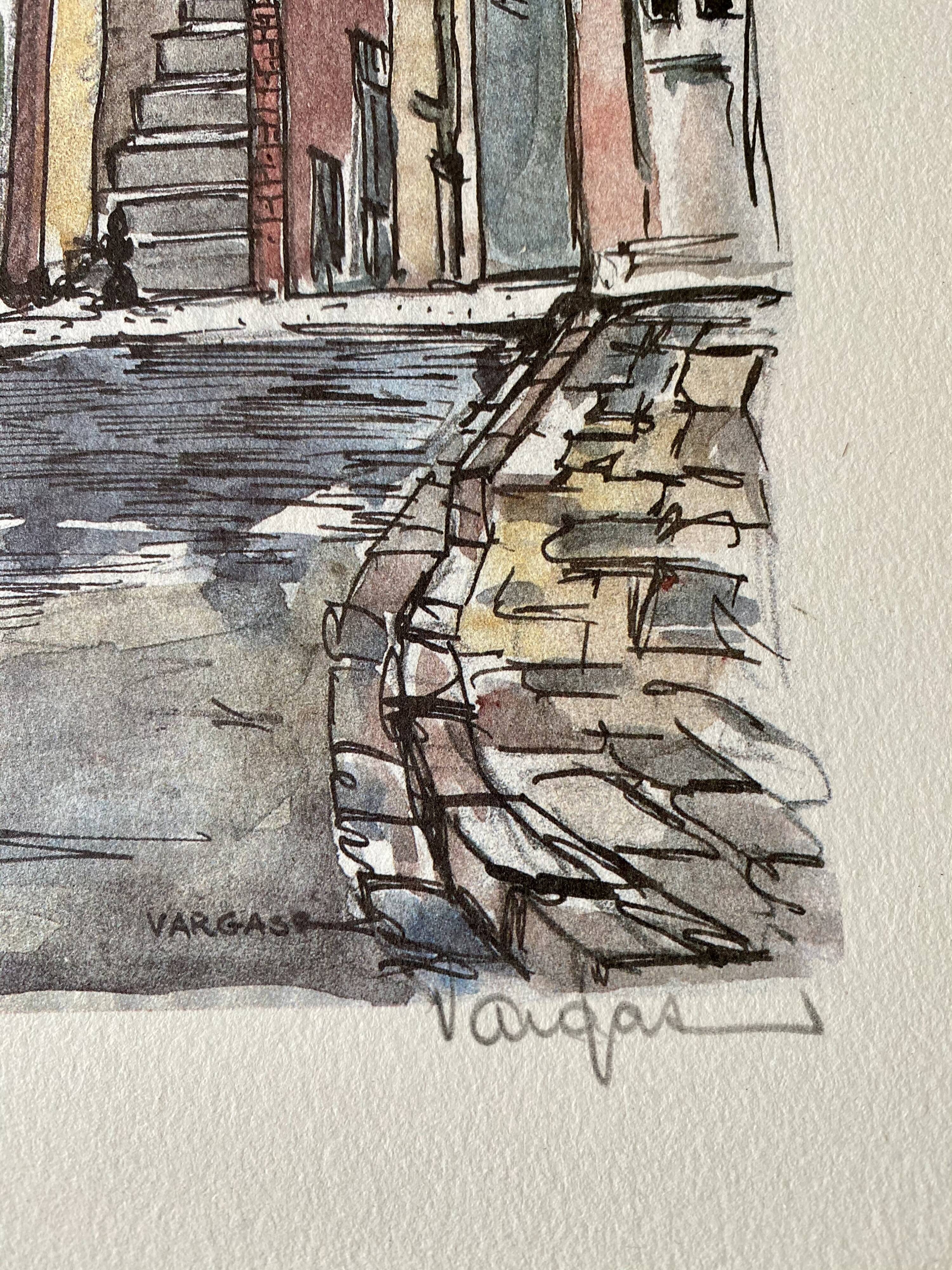 Lithographie d’un coin de Paris numérotée et signée de Vargas