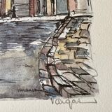 Lithography of a corner of Paris numbered and signed by Vargas