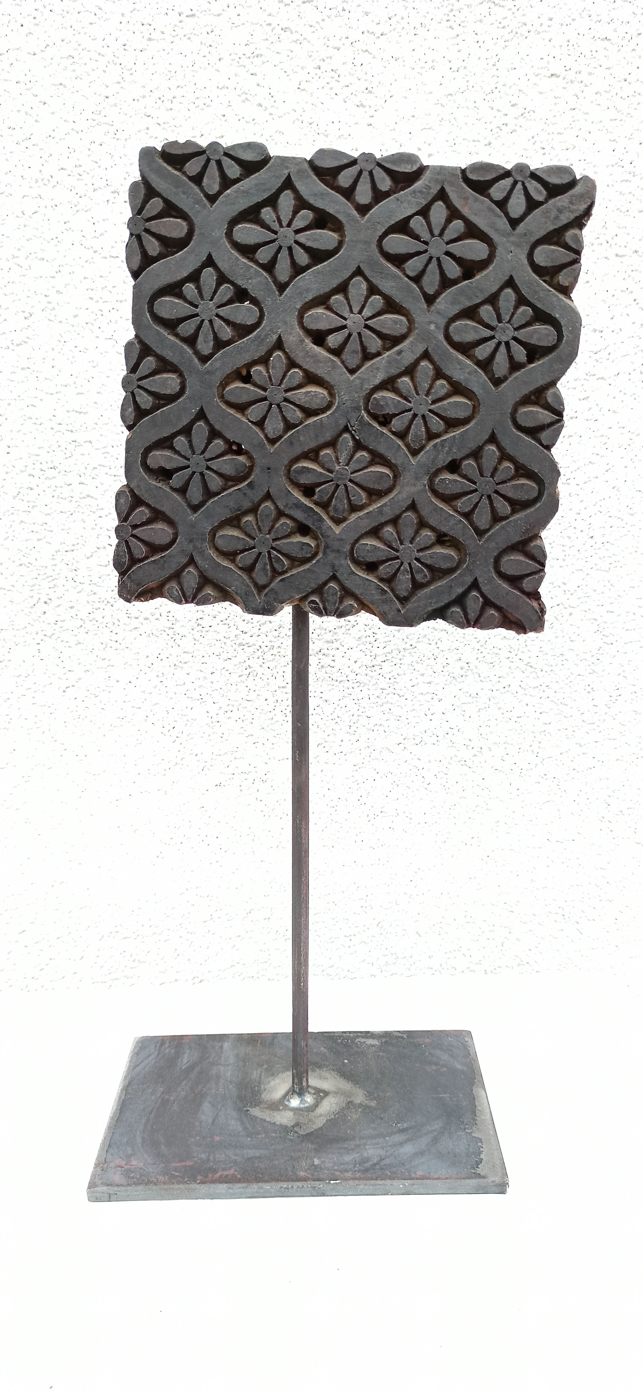 Set of three old ink pads on a base