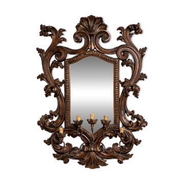 Grand miroir applique vénitien style Louis XV à 5 bras de lumière