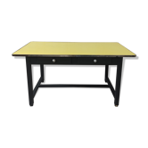 Table vintage bois et formica jaune