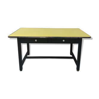 Vintage table wood and yellow formica