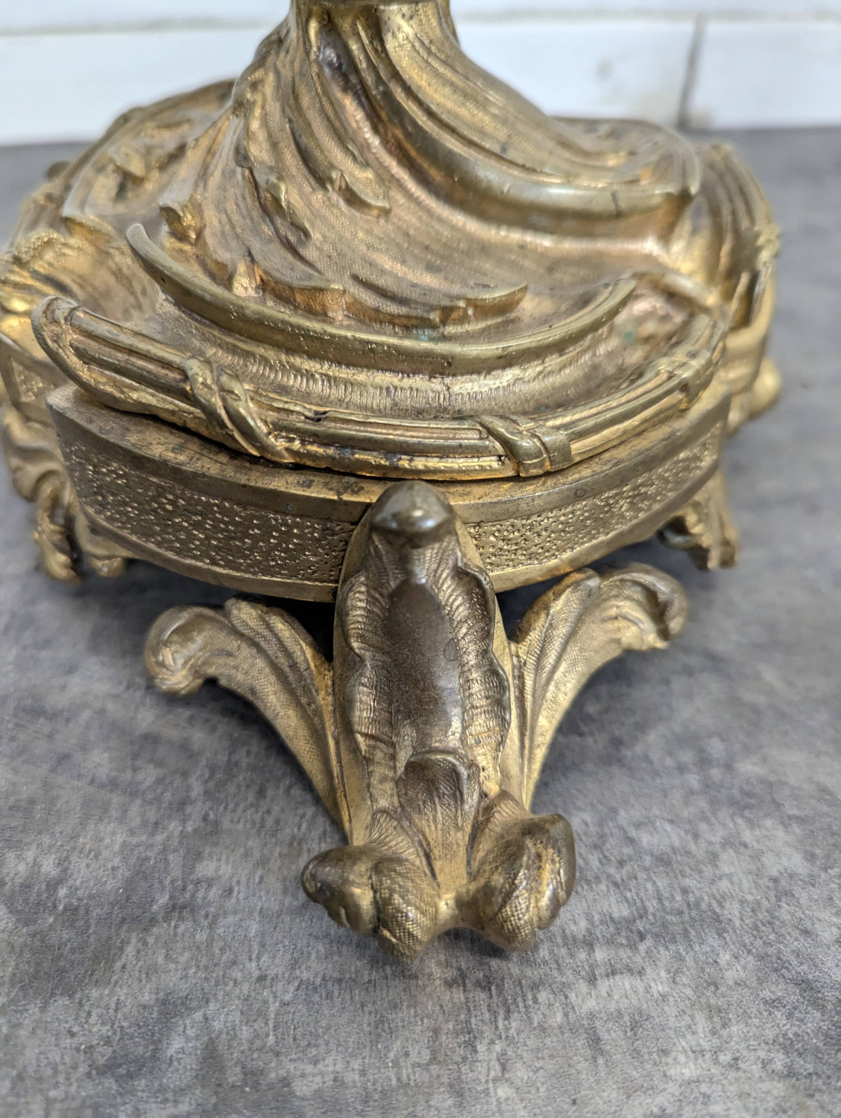 Pair of Candle Holders or Candelabra in Gilded Bronze