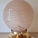 Pink Clichy glass globe in touch lamp