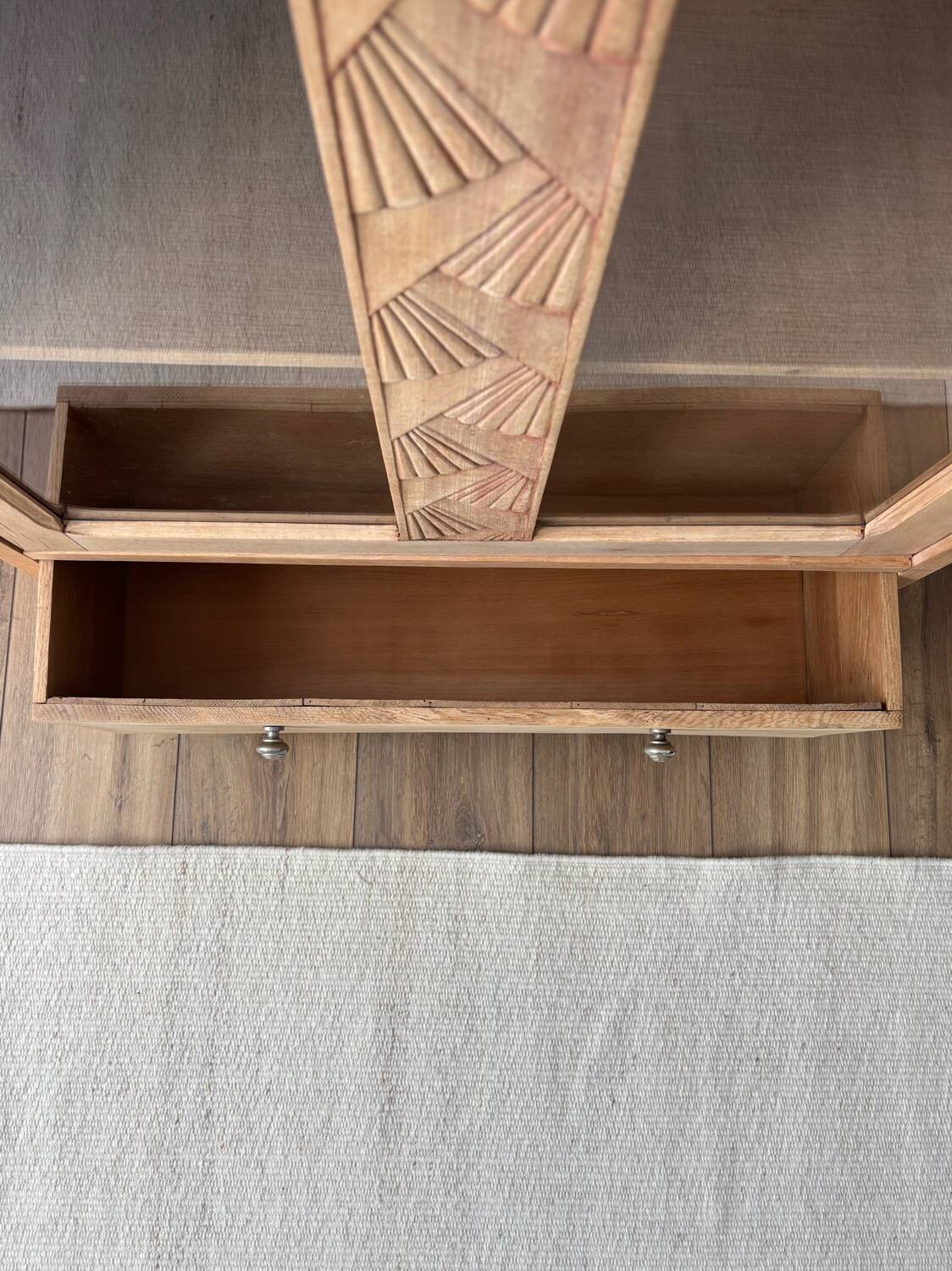 Renovated Parisian art deco solid wood display case