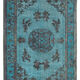 Hand-knotted contemporary oriental 1980s 200 cm x 291 cm blue carpet