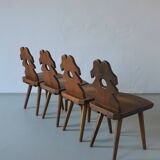 Alpine carved pine dining table set | 1950s