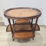 Folding tea table in marquetry wood - removable top