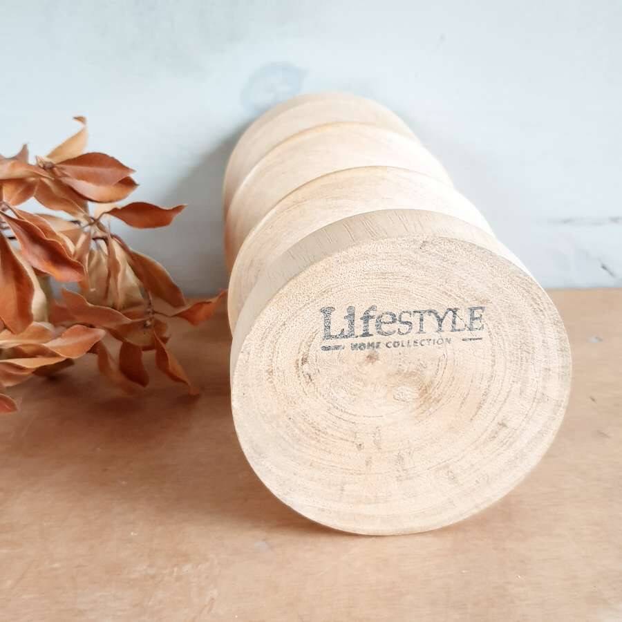 Turned wooden candle holder
